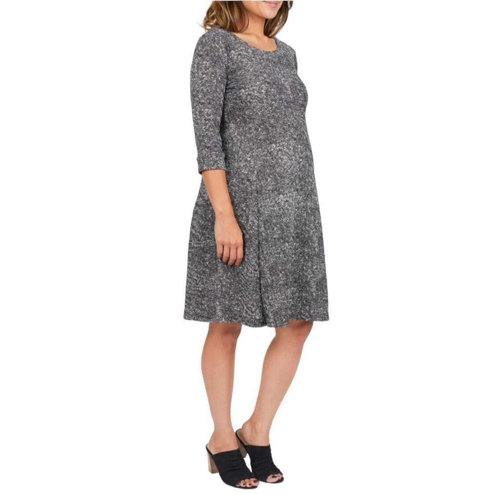 NOM Maternity Dress Womens Size XS Blue Textured Tweed Fit & Flare‎ Mini